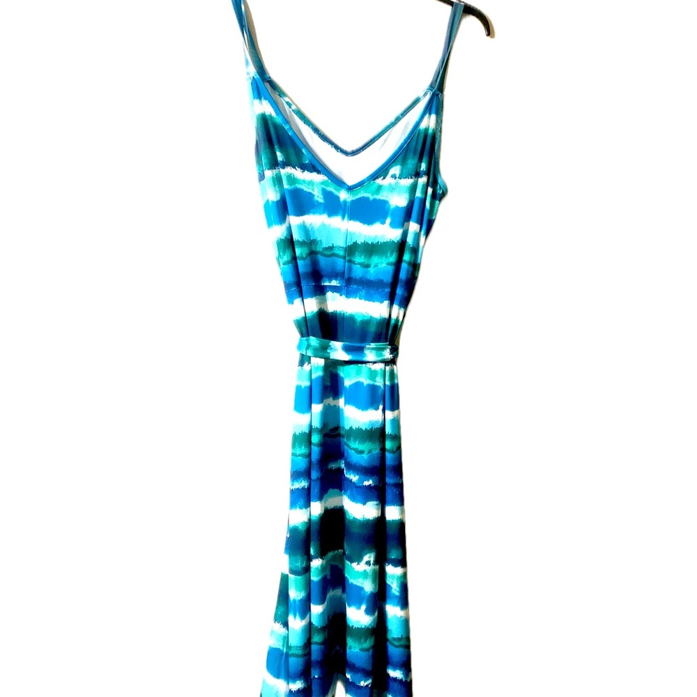 K Jordan Blue and White Handkerchief hem dress